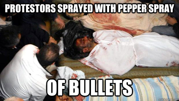 Protestors Sprayed with Pepper Spray of Bullets  