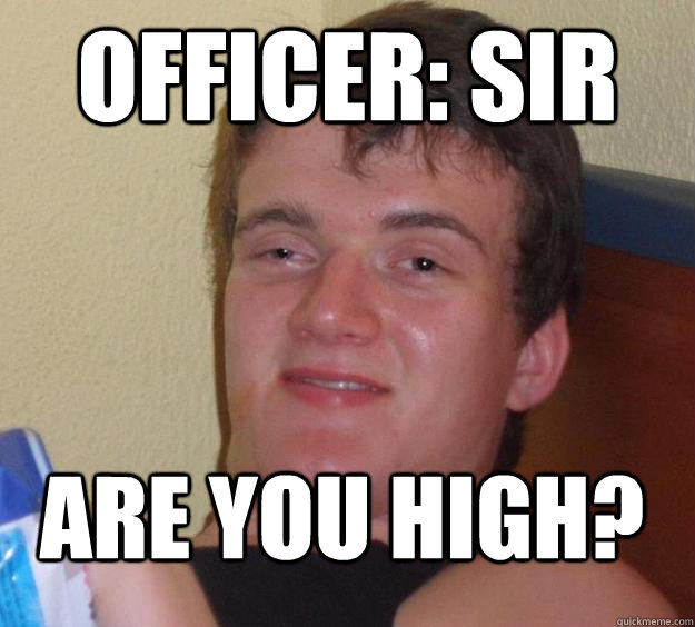 officer: sir are you high?  10 Guy