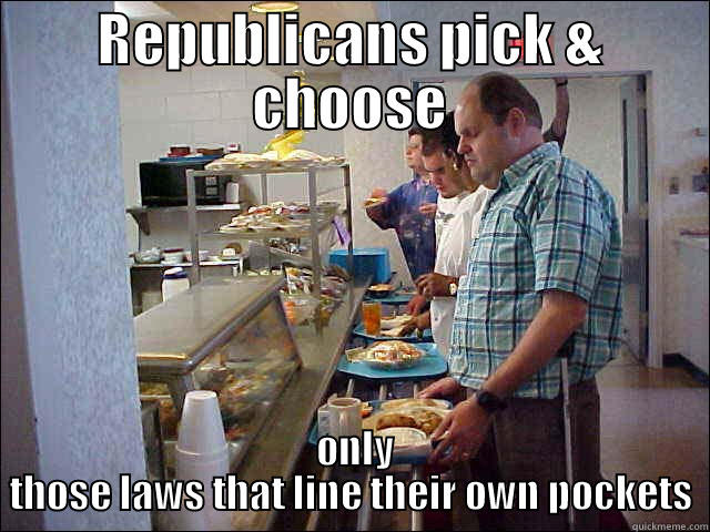 CAFETERIA PATRIOTS!  - REPUBLICANS PICK & CHOOSE  ONLY THOSE LAWS THAT LINE THEIR OWN POCKETS Misc