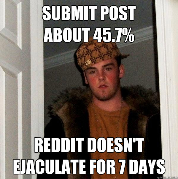 submit post 
about 45.7% reddit doesn't ejaculate for 7 days - submit post 
about 45.7% reddit doesn't ejaculate for 7 days  Scumbag Steve