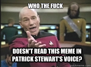 who the fuck doesn't read this meme in patrick stewart's voice?  Annoyed Picard