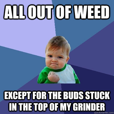 All out of weed Except for the buds stuck in the top of my grinder - All out of weed Except for the buds stuck in the top of my grinder  Success Kid