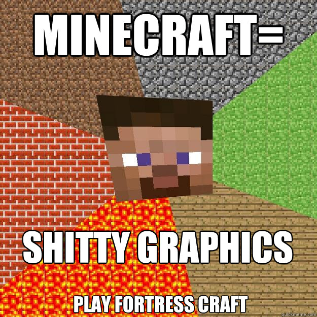 Minecraft= shitty graphics play fortress Craft  Minecraft