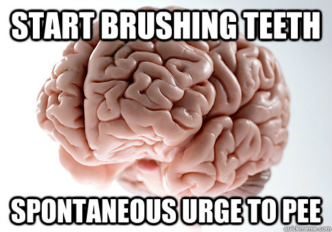 Start brushing teeth Spontaneous urge to pee  Scumbag Brain