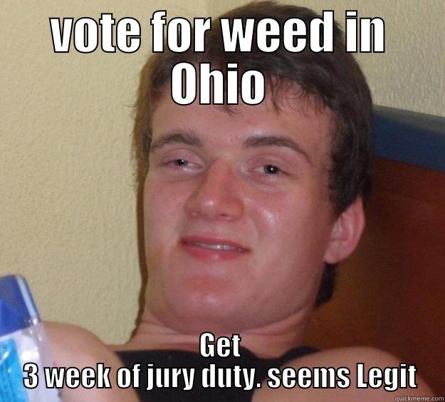 VOTE FOR WEED IN OHIO GET 3 WEEK OF JURY DUTY. SEEMS LEGIT 10 Guy