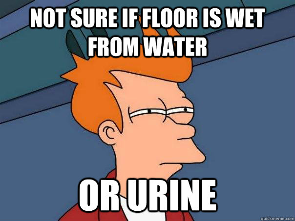 Not sure if floor is wet from water or urine  Futurama Fry