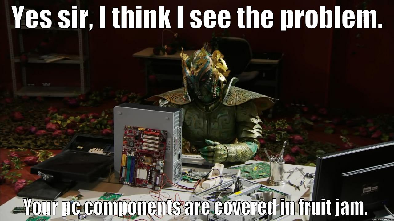   YES SIR, I THINK I SEE THE PROBLEM.    YOUR PC COMPONENTS ARE COVERED IN FRUIT JAM.  Misc