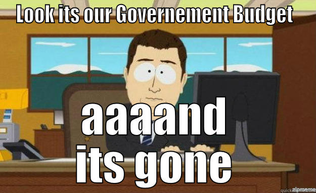 LOOK ITS OUR GOVERNEMENT BUDGET  AAAAND ITS GONE aaaand its gone