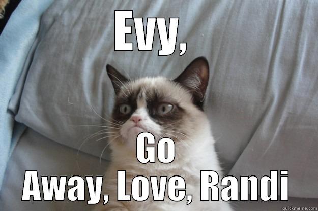 EVY,  GO AWAY, LOVE, RANDI Grumpy Cat