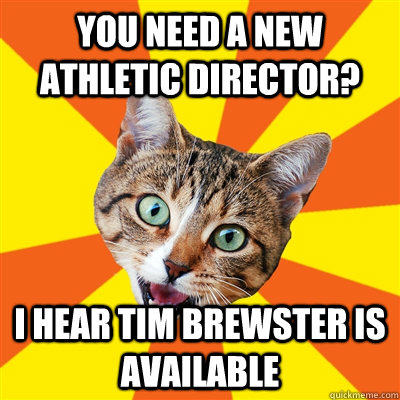 You need a new Athletic Director? I hear tim brewster is available  Bad Advice Cat