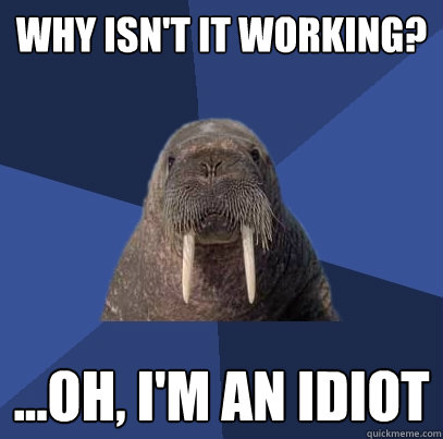 Why isn't it working? ...Oh, I'm an idiot  Web Developer Walrus