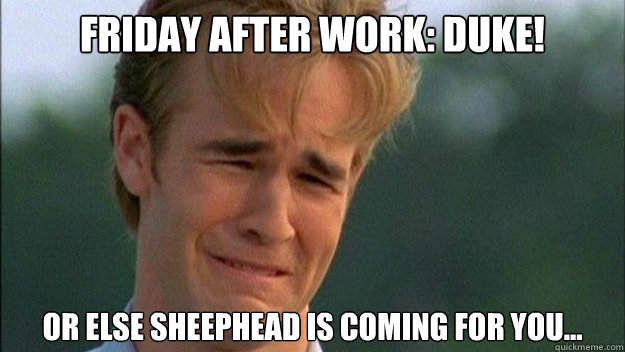 Friday after work: DUKE! Or else Sheephead is coming for you...  
