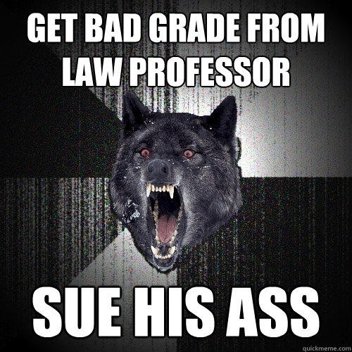 get bad grade from law professor sue his ass  