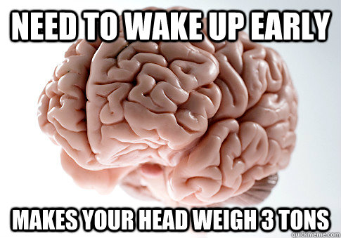 need to wake up early makes your head weigh 3 tons   Scumbag Brain