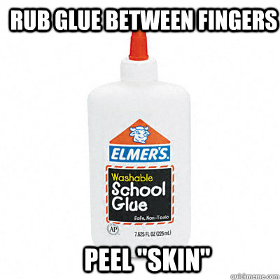 Rub Glue between Fingers Peel 