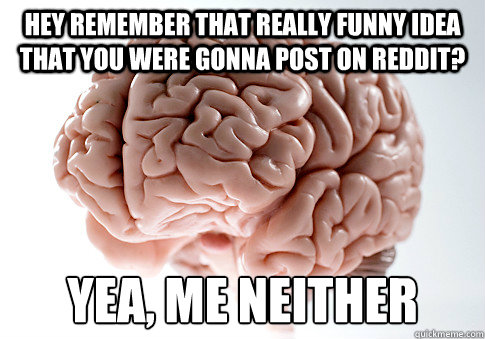 Hey remember that really funny idea that you were gonna post on reddit? yea, me neither  Scumbag Brain