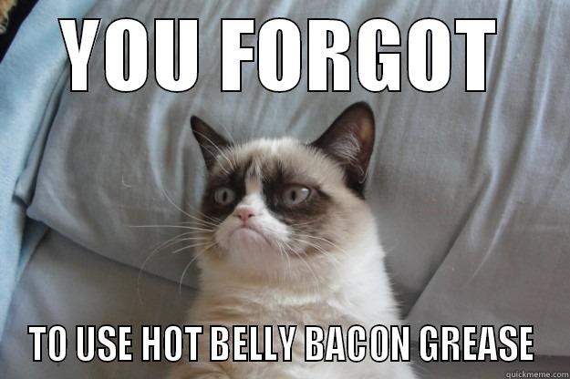 YOU FORGOT TO USE HOT BELLY BACON GREASE Grumpy Cat