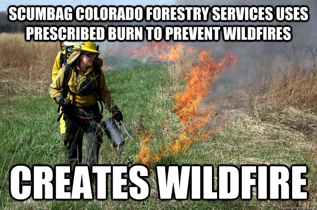 SCUMBAG COLORADO FORESTRY SERVICES USES PRESCRIBED BURN TO PREVENT WILDFIRES CREATES WILDFIRE  Colorado Forestry Services