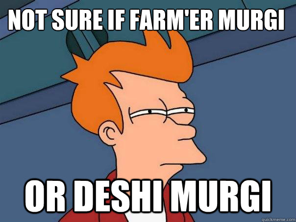 NOT SURE IF FARM'ER MURGI OR DESHI MURGI - NOT SURE IF FARM'ER MURGI OR DESHI MURGI  Futurama Fry