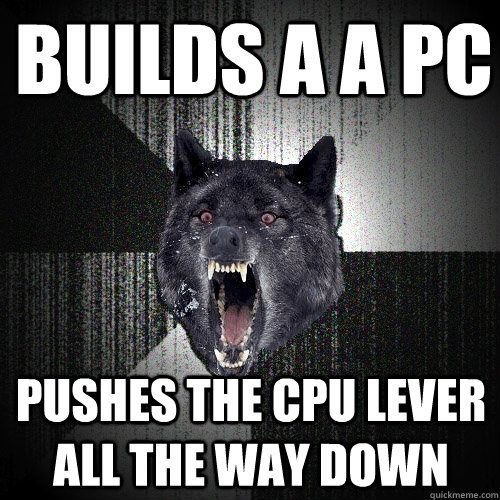 builds a a pc pushes the cpu lever all the way down   Insanity Wolf