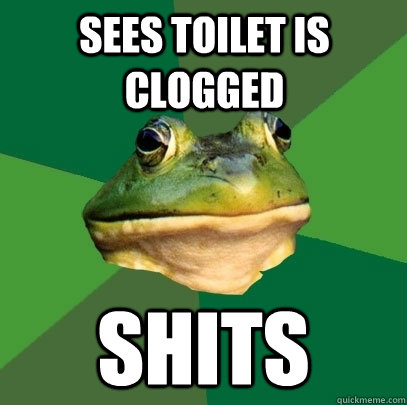 sees toilet is clogged shits - sees toilet is clogged shits  Foul Bachelor Frog