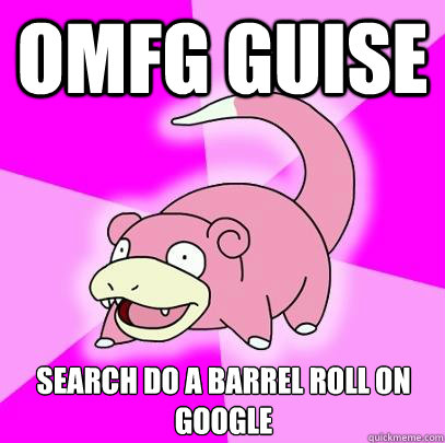 OMFG GUISE Search do a barrel roll on google  Slowpoke