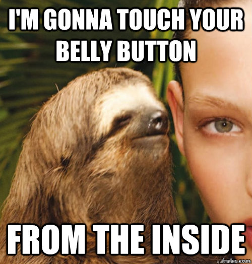 I'm gonna touch your belly button From the inside  rape sloth