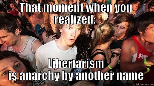 THAT MOMENT WHEN YOU REALIZED:  LIBERTARISM IS ANARCHY BY ANOTHER NAME Sudden Clarity Clarence