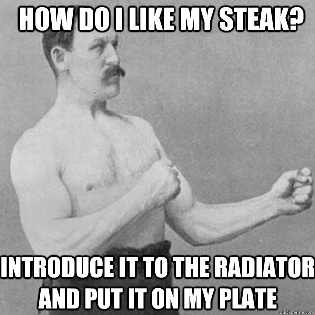 how do i like my steak? introduce it to the radiator and put it on my plate - how do i like my steak? introduce it to the radiator and put it on my plate  Misc