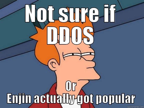 Enjin gettin DDOS - NOT SURE IF DDOS OR ENJIN ACTUALLY GOT POPULAR Futurama Fry