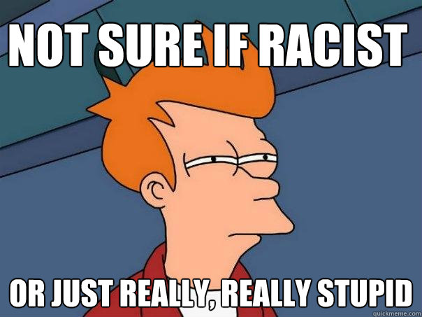 Not sure if racist Or just really, really stupid  Futurama Fry