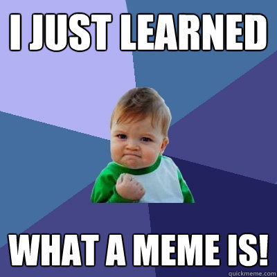 I just learned what a meme is! - I just learned what a meme is!  Success Kid