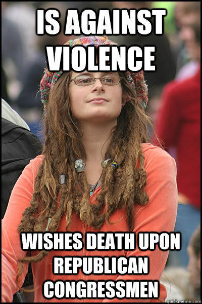 Is against violence Wishes death upon Republican congressmen  College Liberal