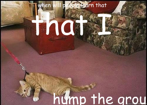 that I hump the ground when will people learn that  Cats are not dogs