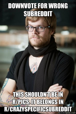 Downvote for wrong subreddit This shouldn't be in  r/pics. It belongs in r/crazyspecificsubreddit  Hipster Barista