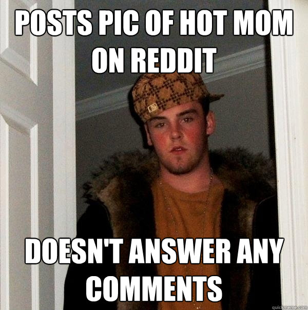 Posts pic of Hot Mom on Reddit Doesn't answer any comments  Scumbag Steve