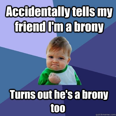 Accidentally tells my friend I'm a brony  Turns out he's a brony too  Success Kid