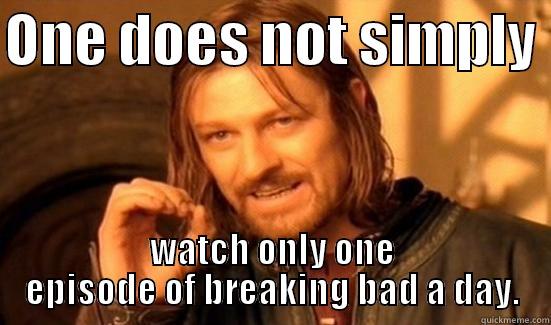 Breaking bad - ONE DOES NOT SIMPLY  WATCH ONLY ONE EPISODE OF BREAKING BAD A DAY. Boromir