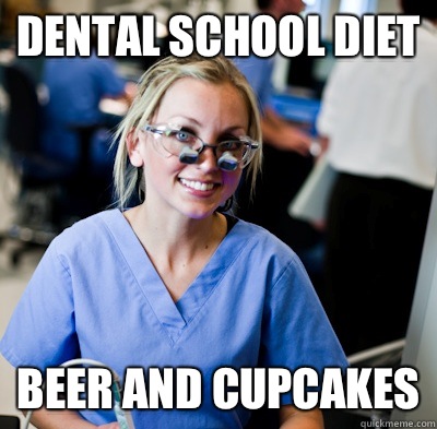 Dental school diet Beer and cupcakes  overworked dental student