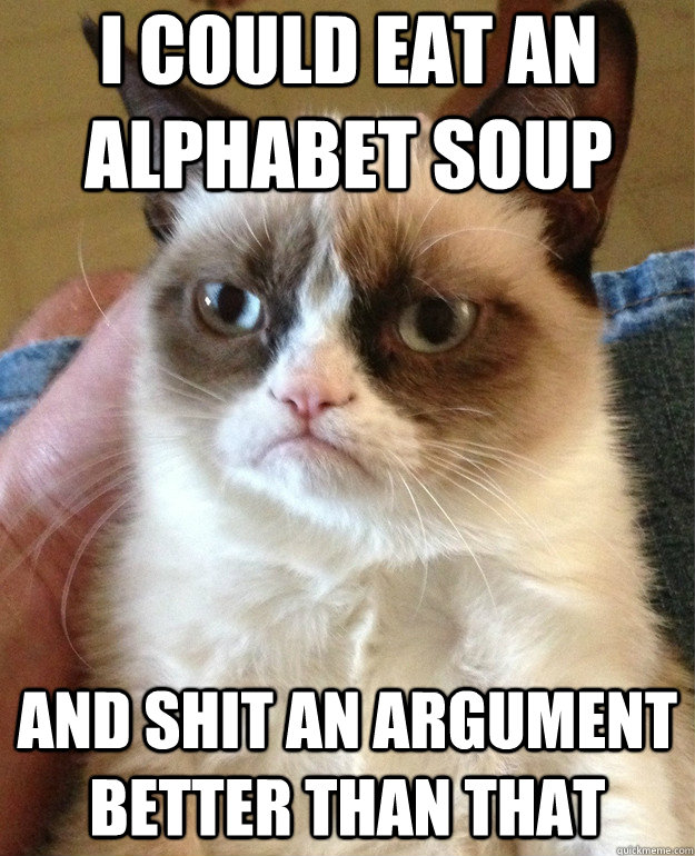 i could eat an alphabet soup and shit an argument better than that  Grumpy Cat