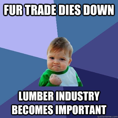 Fur trade dies down Lumber industry becomes important - Fur trade dies down Lumber industry becomes important  Success Kid