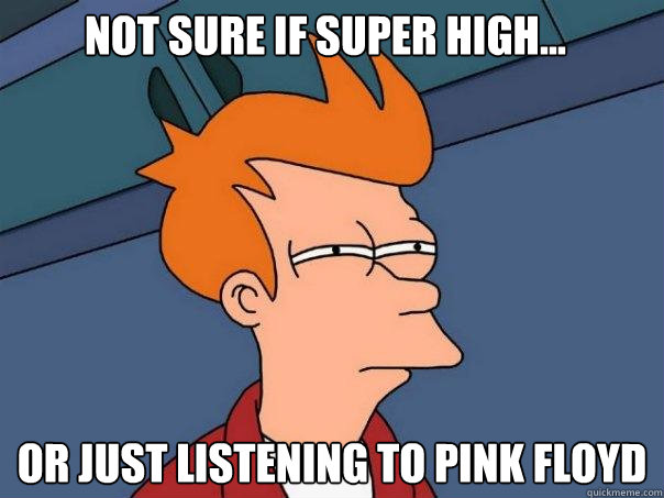 Not sure if super high... Or just listening to pink floyd  Futurama Fry