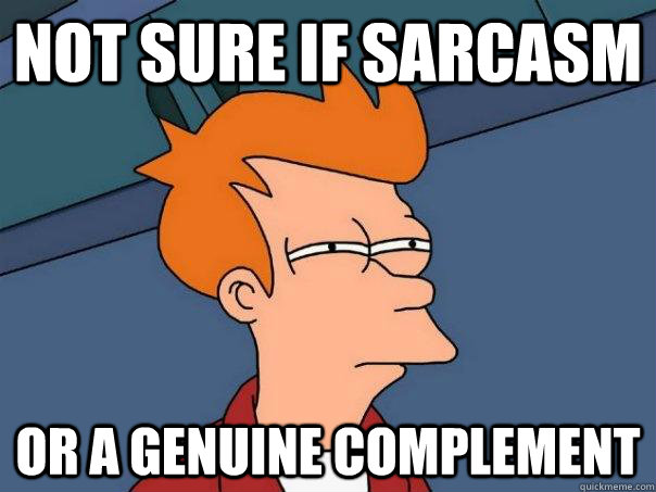 NOT SURE IF SARCASM Or A GENUINE COMPLEMENT  Futurama Fry