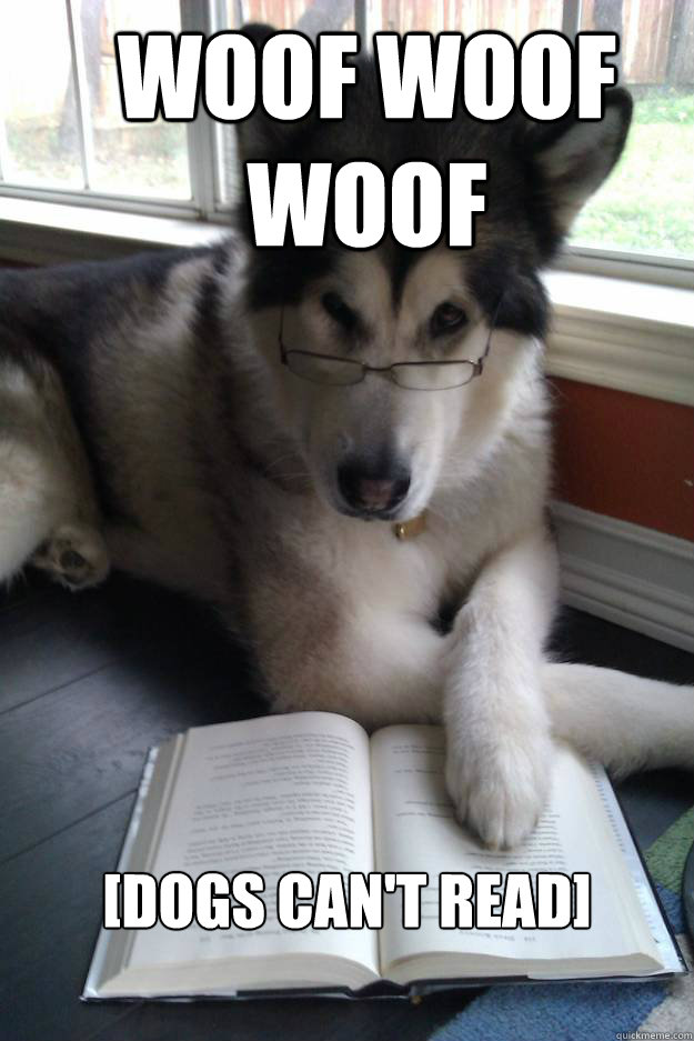 WOOF WOOF WOOF [DOGS CAN'T READ] - WOOF WOOF WOOF [DOGS CAN'T READ]  Condescending Literary Pun Dog