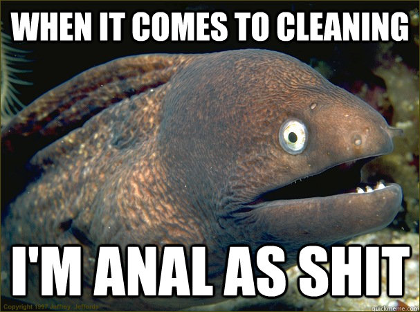 When it comes to cleaning I'm anal as shit  Bad Joke Eel