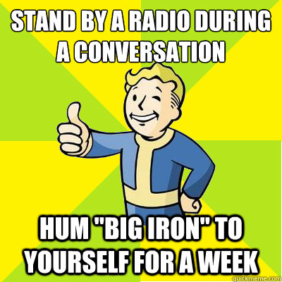 Stand by a radio during a conversation hum 