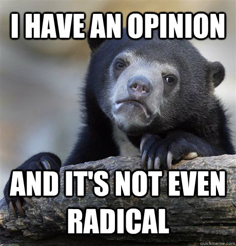 I have an opinion and it's not even radical  Confession Bear