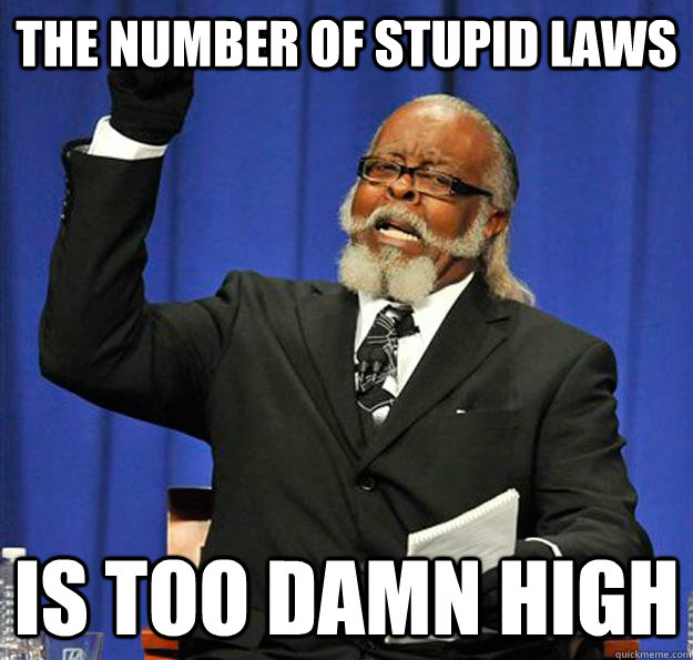 The number of stupid laws Is too damn high  Jimmy McMillan