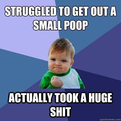 Struggled to get out a small poop Actually took a huge shit  Success Kid