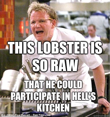 THIS LOBSTER IS SO RAW THAT HE COULD PARTICIPATE IN HELL'S KITCHEN  gordon ramsay